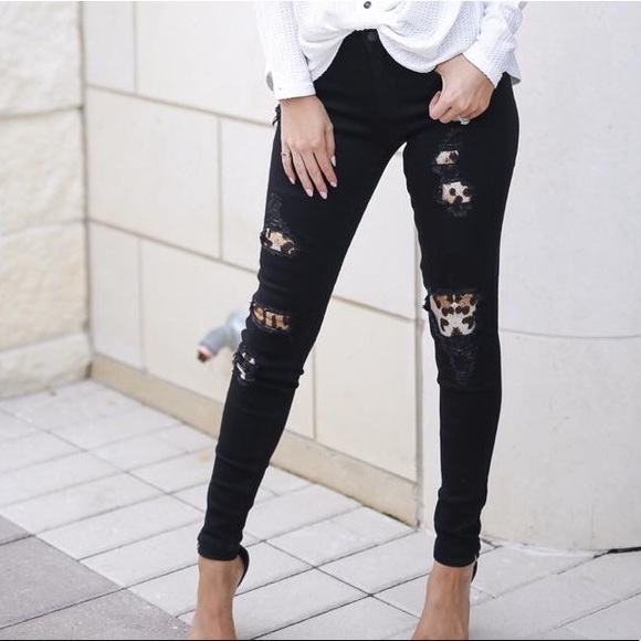 Black leopard jeans - Picture 1 of 1
